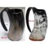 DRINKING HORN WITH LEATHER HOLDER